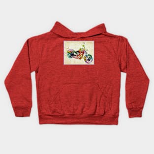 Motorcycle : Pop Art Abstract Whimsical Print Kids Hoodie